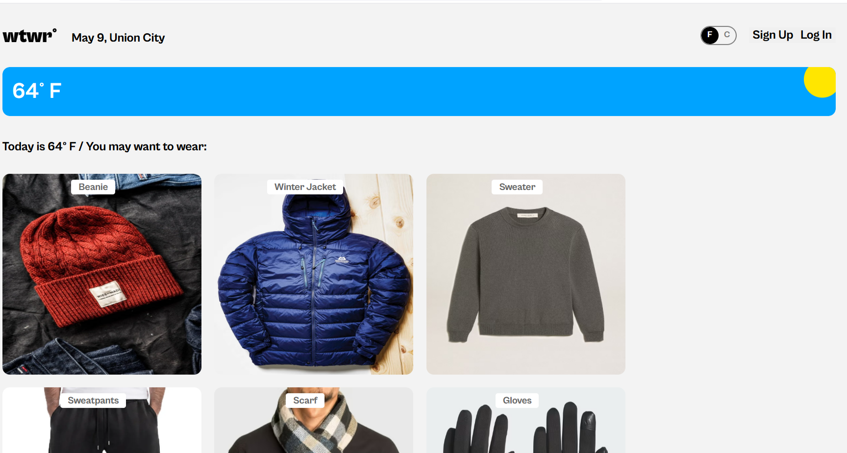 WTWR weather wardrobe app preview