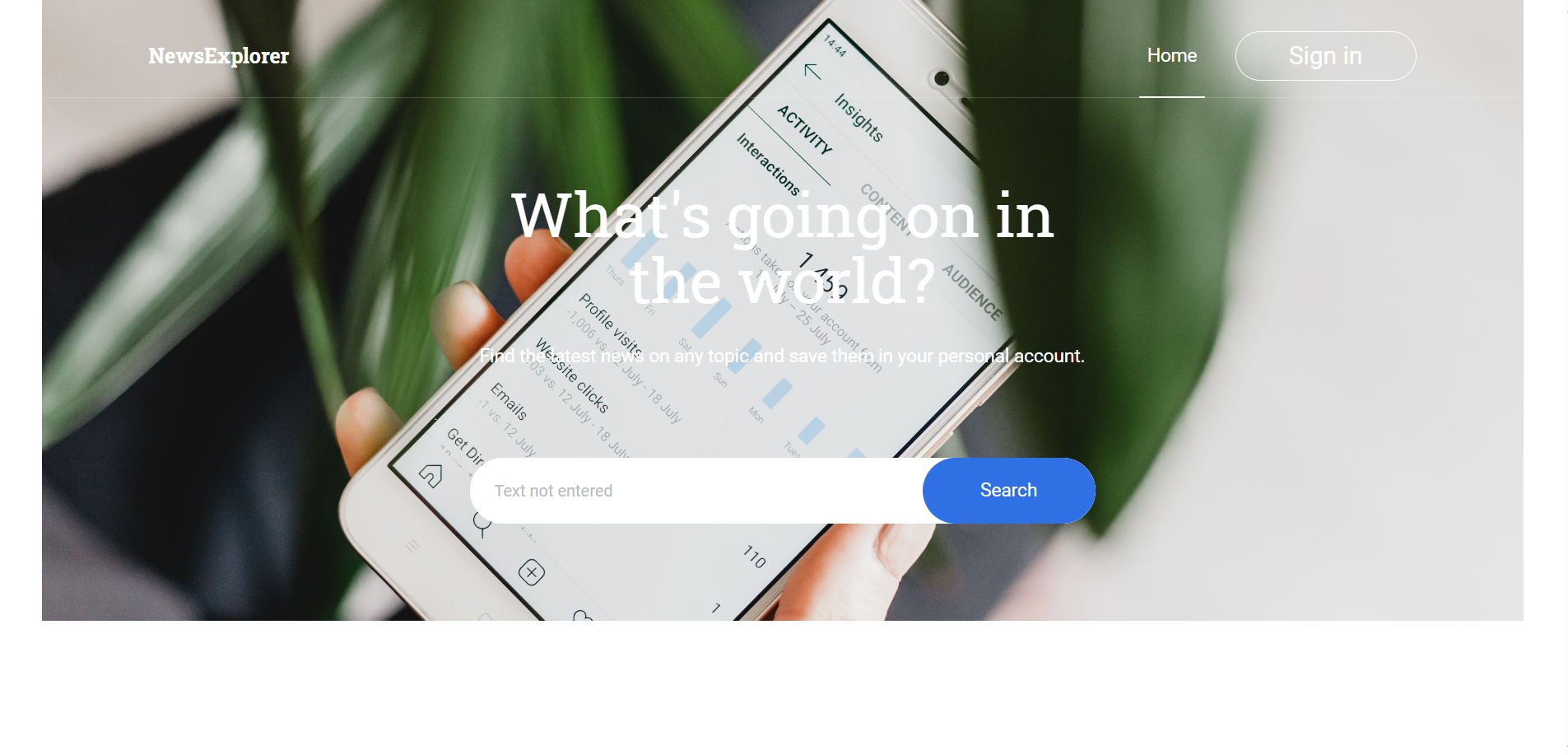NewsExplorer article search app preview
